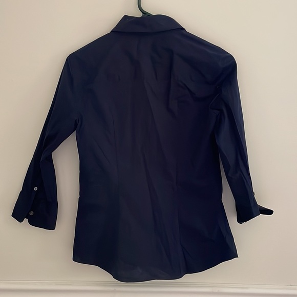 NWT JCrew Haberdashery Navy Button Down Shirt with 3/4 Length Sleeves - Picture 3 of 6